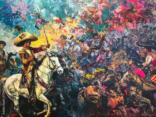 A Stunning Depiction of the Battle of Puebla Through Artistic Interpretation.
