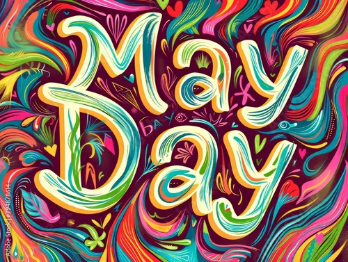 Psychedelic May Day Music Festival Poster Featuring Vibrant Colors