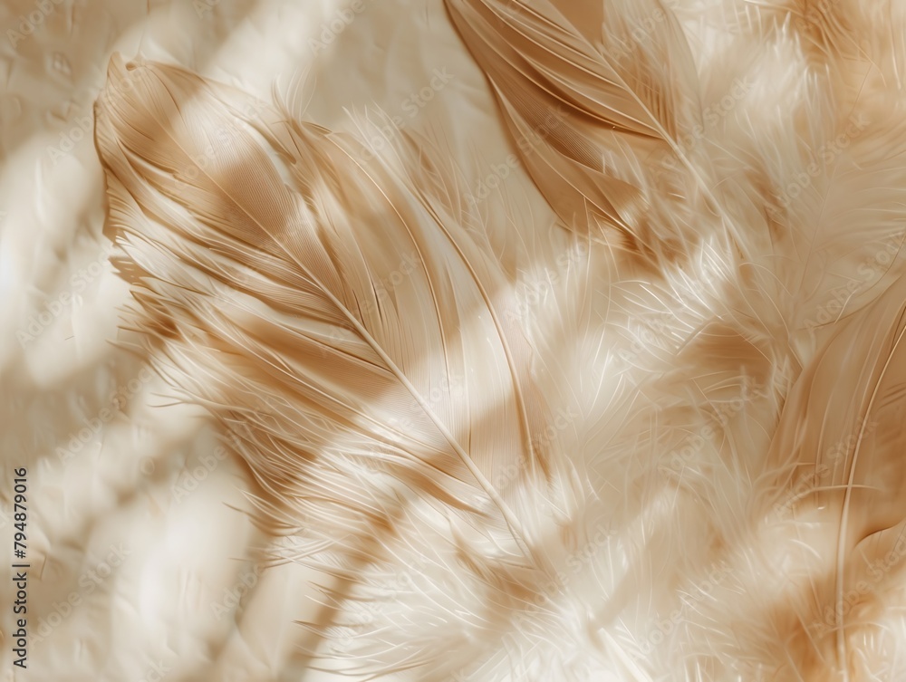 Fototapeta premium Boho minimalism, Feather beige color with warm tones