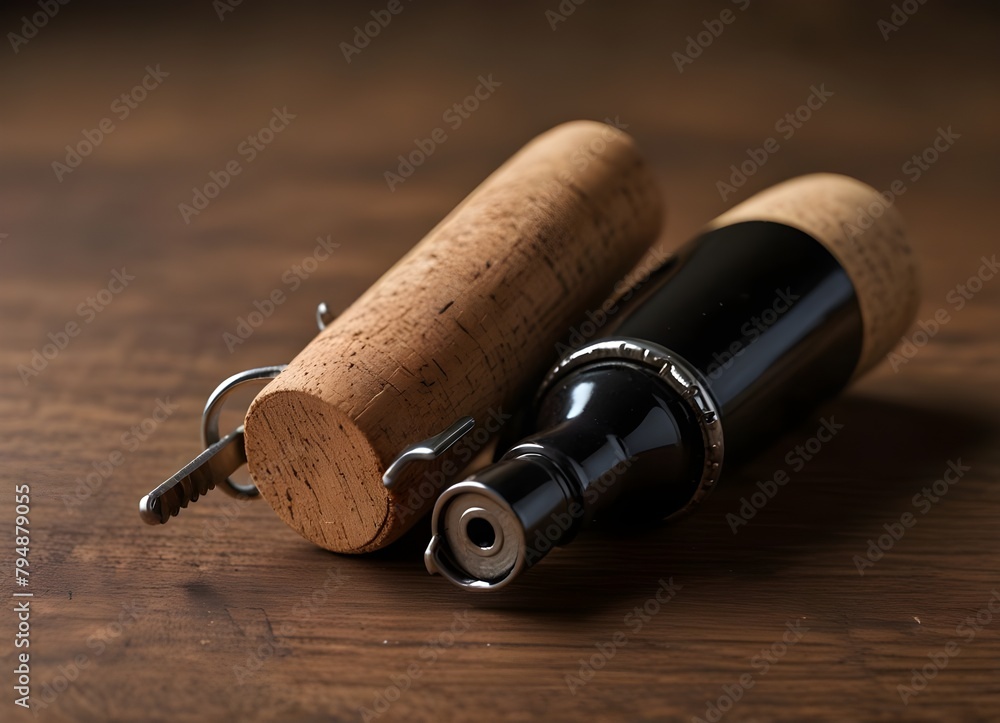 Cork screw and wine bottleOpening a wine bottle with a corkscrew in a restaurant

