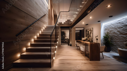 Modern German Stair Hall Showcases Furniture Elegance and Functionality
