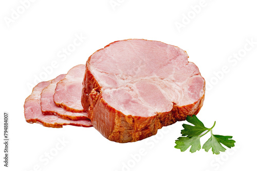 Pork neck carb on a white background. Ready to eat. Isolated