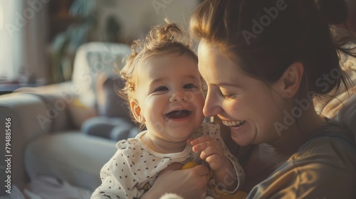 A mother and child as they engage in everyday activities within the comforting embrace of their home, where each moment is a celebration of their bond and connection.