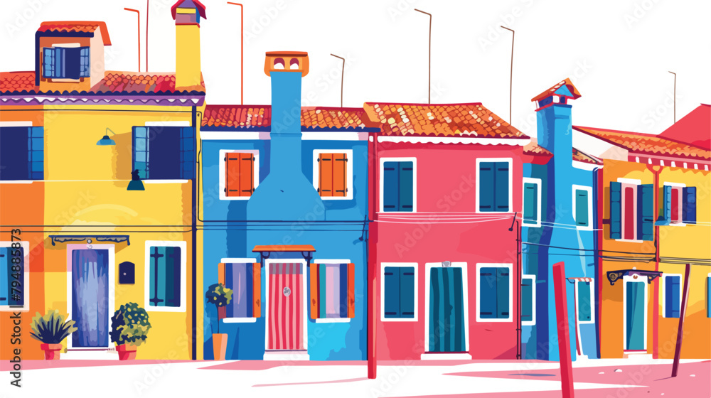 Colorful architecture in Burano island Venice Italy.