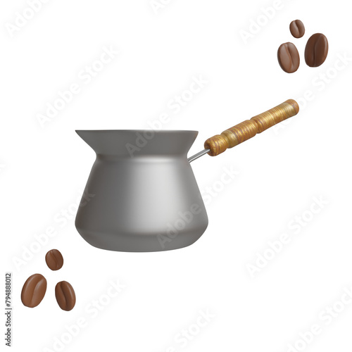 coffee pot with coffee beans photo