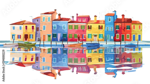 Colorful houses with reflections on the canal in Bura photo