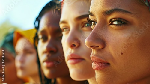 A close-up of women's faces