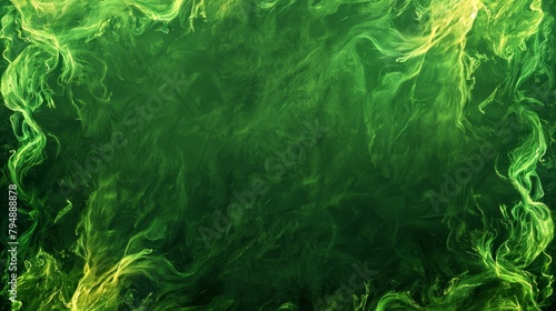   A green and yellow background with copious green and yellow smoke rising from its base photo