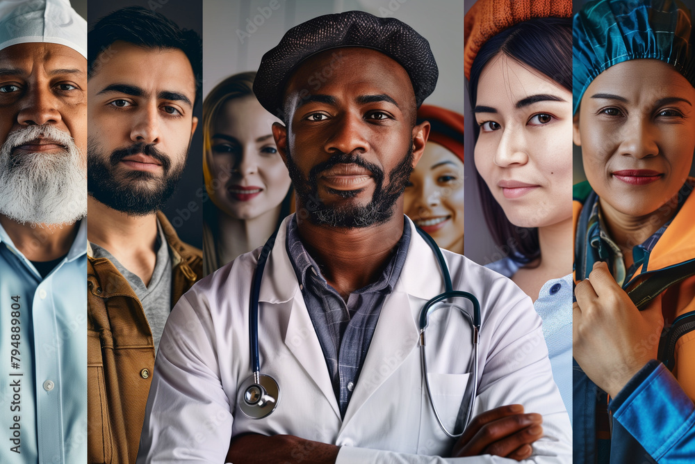 A collage featuring individuals from various professions, highlighting ...