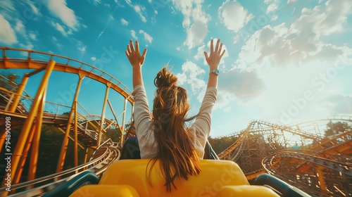A euphoric moment as a person rides a roller coaster