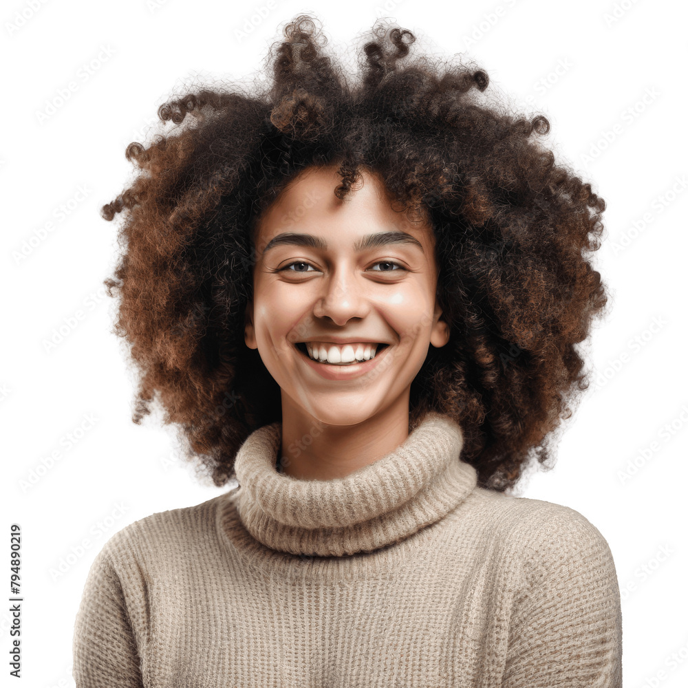portrait of a smiling afro woman isolated on transparent background portrait of a smiling afro woman isolated on transparent background