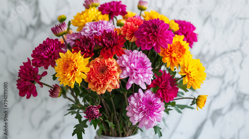 Wallpaper Mural A vibrant flower arrangement in a magenta flowerpot sits atop a table, showcasing the beauty of houseplants and creative arts Torontodigital.ca
