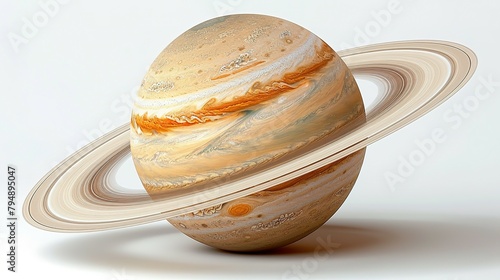 Alone in Space: Saturn on a Pure White Background