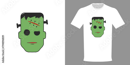 Vector illustration of t-shirt cartoon Frankenstein for typographic print