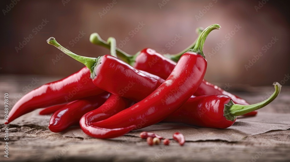 A bunch of red peppers are piled on top of each other A bunch of red peppers are piled on top of each other