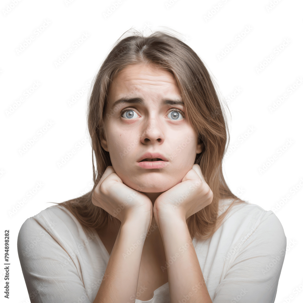 portrait of a woman with confused expression isolated on transparent background portrait of a woman with confused expression isolated on transparent background