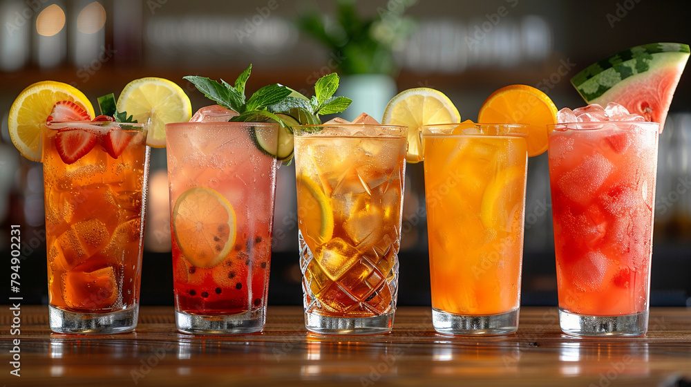 Colorful Assortment of Refreshing Summer Cocktails