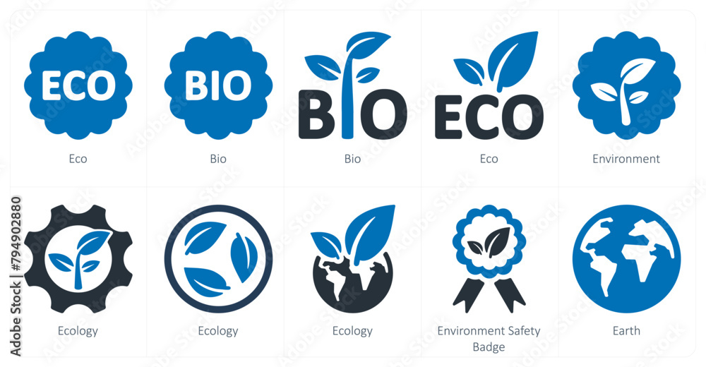 A set of 10 Ecology icons as eco, bio, environment A set of 10 Ecology icons as eco, bio, environment