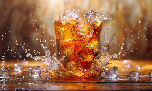 Refreshing Iced Cola Splash - Summer Party Drink, Bubbles, Celebration
