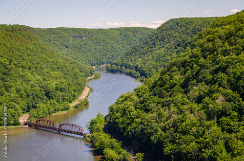 Smaller Train Bridge at New River Gorge National Park and Preserve in southern West Virginia in the Appalachian Mountains photo