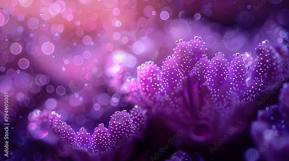 A purple flower with many small dots on it A purple flower with many small dots on it