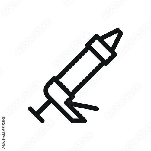 Sealant gun isolated icon set, caulking gun vector symbol with editable stroke