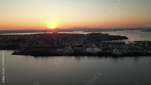 Pretty Silhouette Shot of the New York City Skyline Near End of Sunset photo