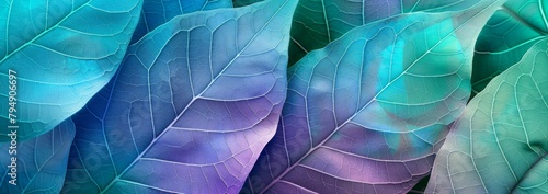 abstract background with a close up of a transparent leaf texture in blue