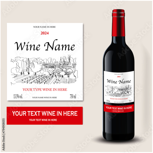 wine label, bottle wine, classic style, chateau draw, wine bottle, red wine, design, red wine