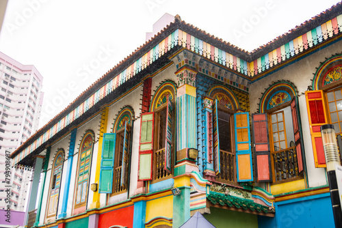 colorful architecture of House of Tan Teng Niah in little India neighboorhood Singapore, Southeast Asia