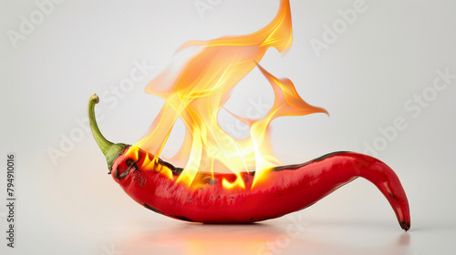 Fiery Red Chili Pepper on White