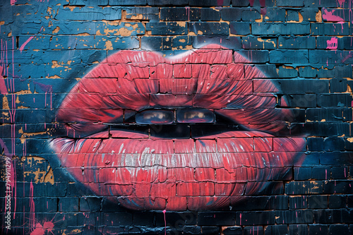 Wall art of lips on a wall © Rajko