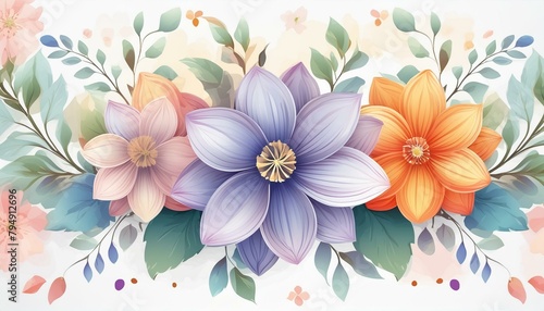 A beautiful Digital Flowers Motif Design watercolor illustration Manual composition.Design for cover, fabric, textile, wrapping paper © Zaheer