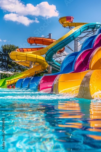 Waterpark slides panorama vibrant colors