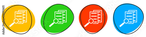 4 bunte Icons: Dokumente durchsuchen - Button Banner