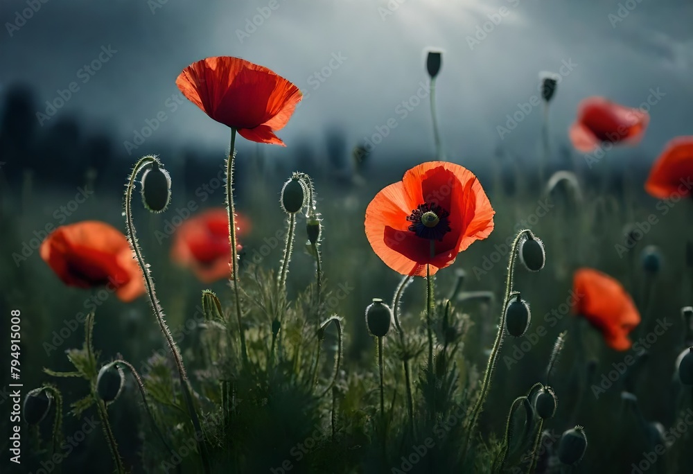 Fototapeta premium Poppy flowers in a field