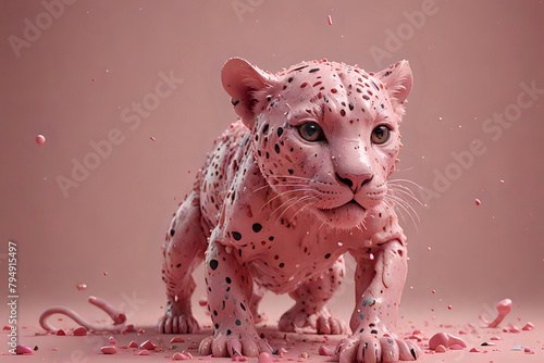 junger Farb Leopard, 3D Rendering photo