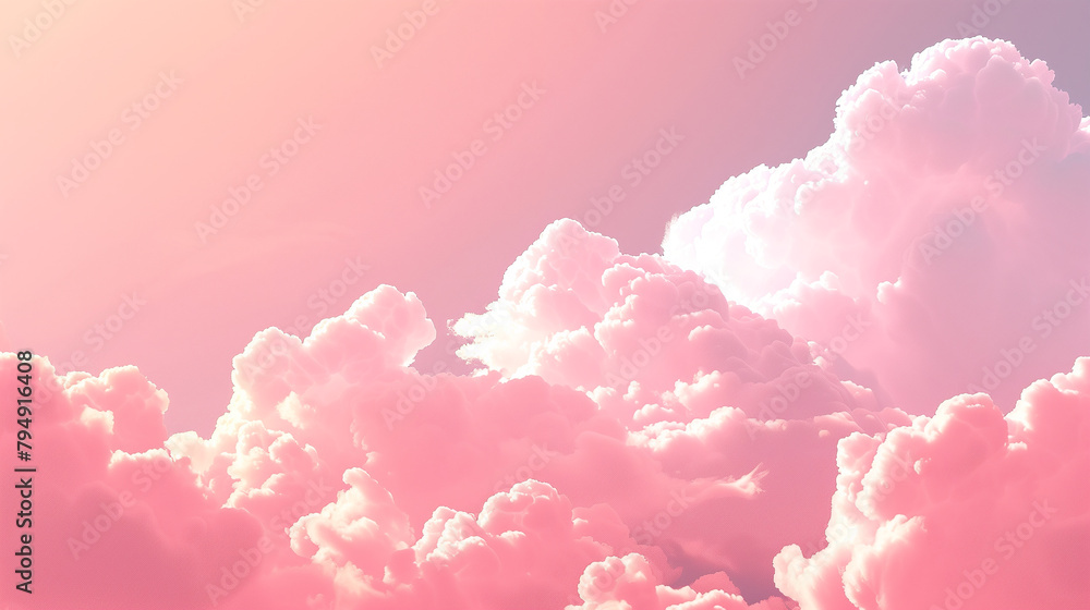 Pink clouds in the sky. The sky is light blue Pink clouds in the sky. The sky is light blue