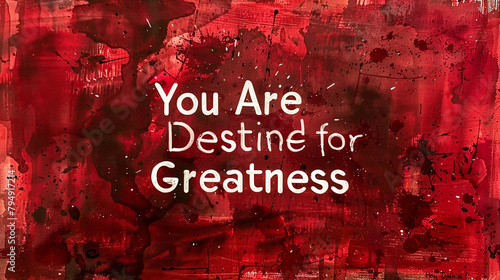 A radiant ruby red canvas adorned with the bold words "You Are Destined for Greatness"