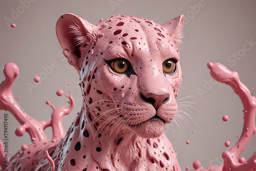 Close Up pinke Farben Gepard Baby, 3D Rendering