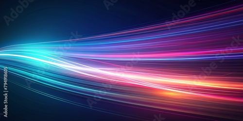 Abstract fast moving stripe lines with glowing light. High speed motion blur background. AI Generative