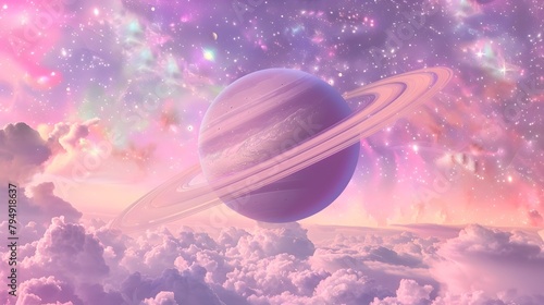 Serene Pastel Planet with S...