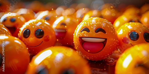 Collection of Happy Yellow Emoticons, Smileys for Positive Mood and Communication © Jannat