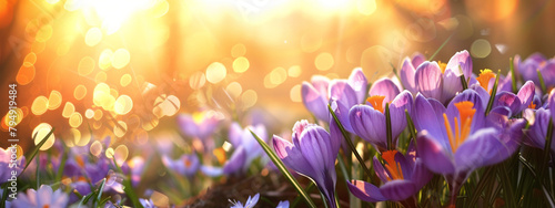 Renewal Flowers: Eye-catching crocus flowers brighten the season with animated brilliance. © oraziopuccio