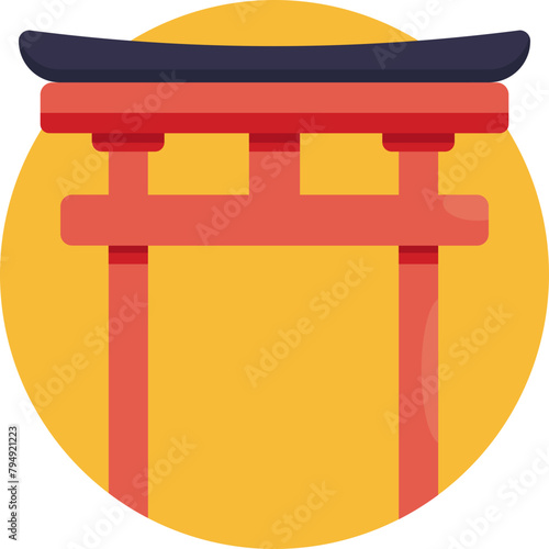 This icon represents the traditional Japanese Torii gate, often found at the entrance of Shinto shrines, symbolizing the transition from the mundane to the sacred.
