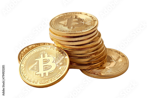 Stack of golden bitcoin coins, crypto currency, digital currency, generative by ai