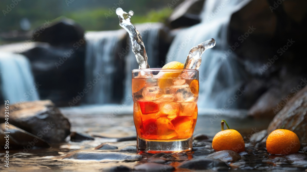 cocktail with lemon and ice cocktail with lemon and ice