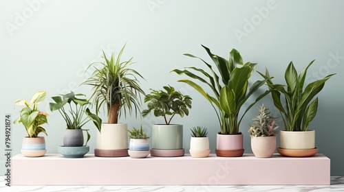 Indoor Jungle: Cozy Potted Houseplants on Marble