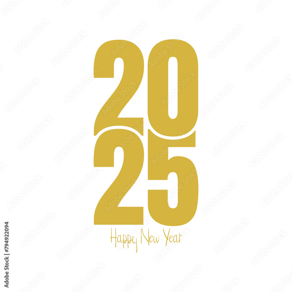Happy New Year 2025 Golden Text Design. Happy New Year 2025 Golden Text Design.
