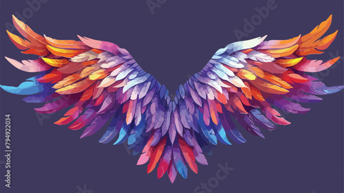 composition of the wings and feathers Vector illustration © Blue